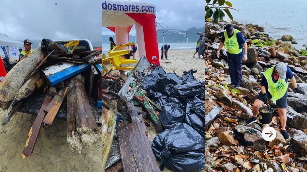 Domingo de Limpeza dos Mares em Florianópolis reúne voluntários mesmo com chuva